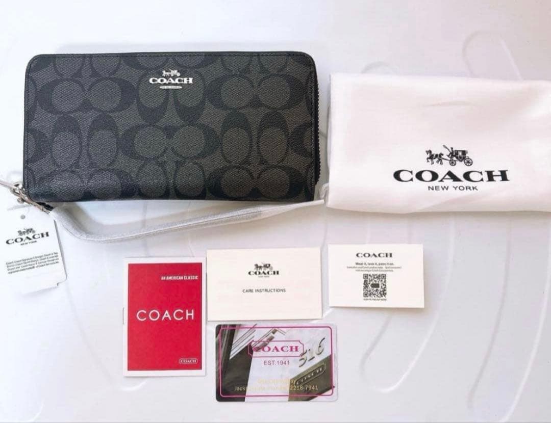 ✨新品✨COACH 長財布　メンズ　グレー×ブラック　シグネチャー