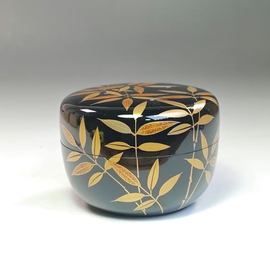 イ783 棗『道場宗廣作』『露笹　大平棗　共箱』茶器　茶道具