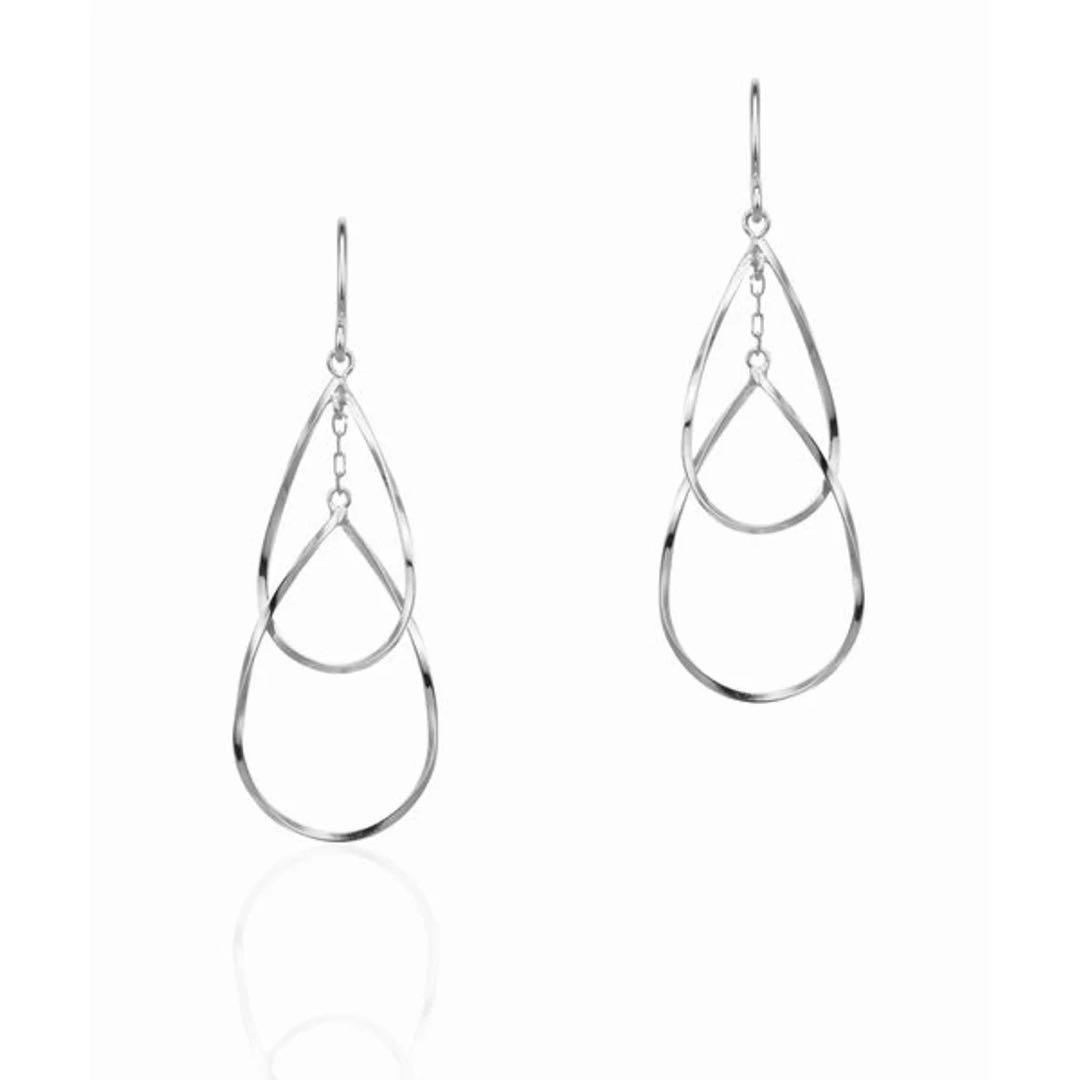 4℃ ヨンドシー　K10ホワイトゴールド ピアス ダブルドロップ　雫　しずく