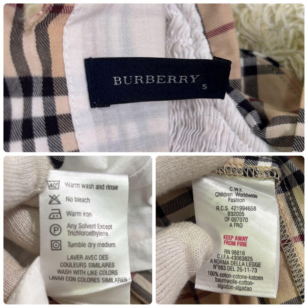 バーバリー　スモッキング　ノバチェック　キッズ　ワンピース　長袖　110
