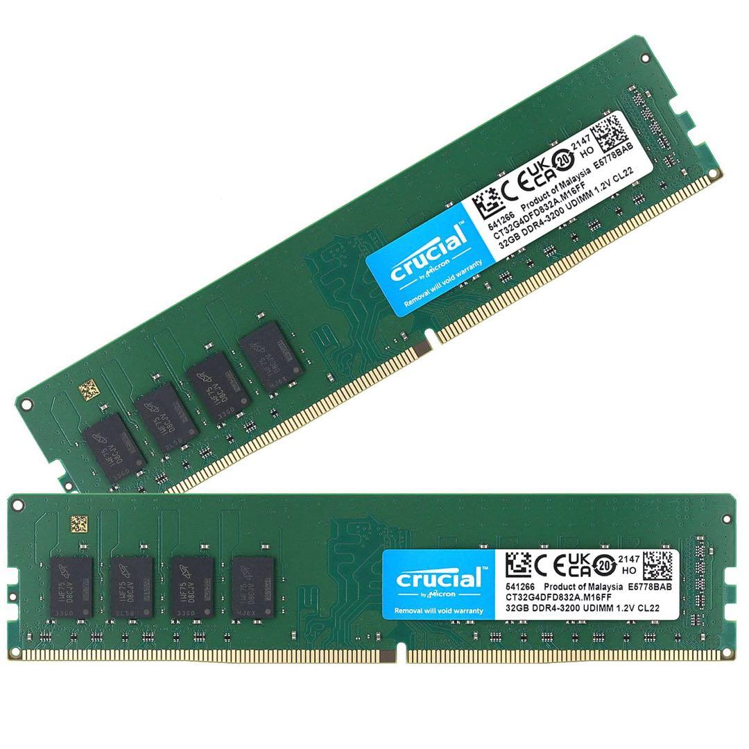 Crucial 32GB DDR4 3200MHzメモリ×2(64GB)