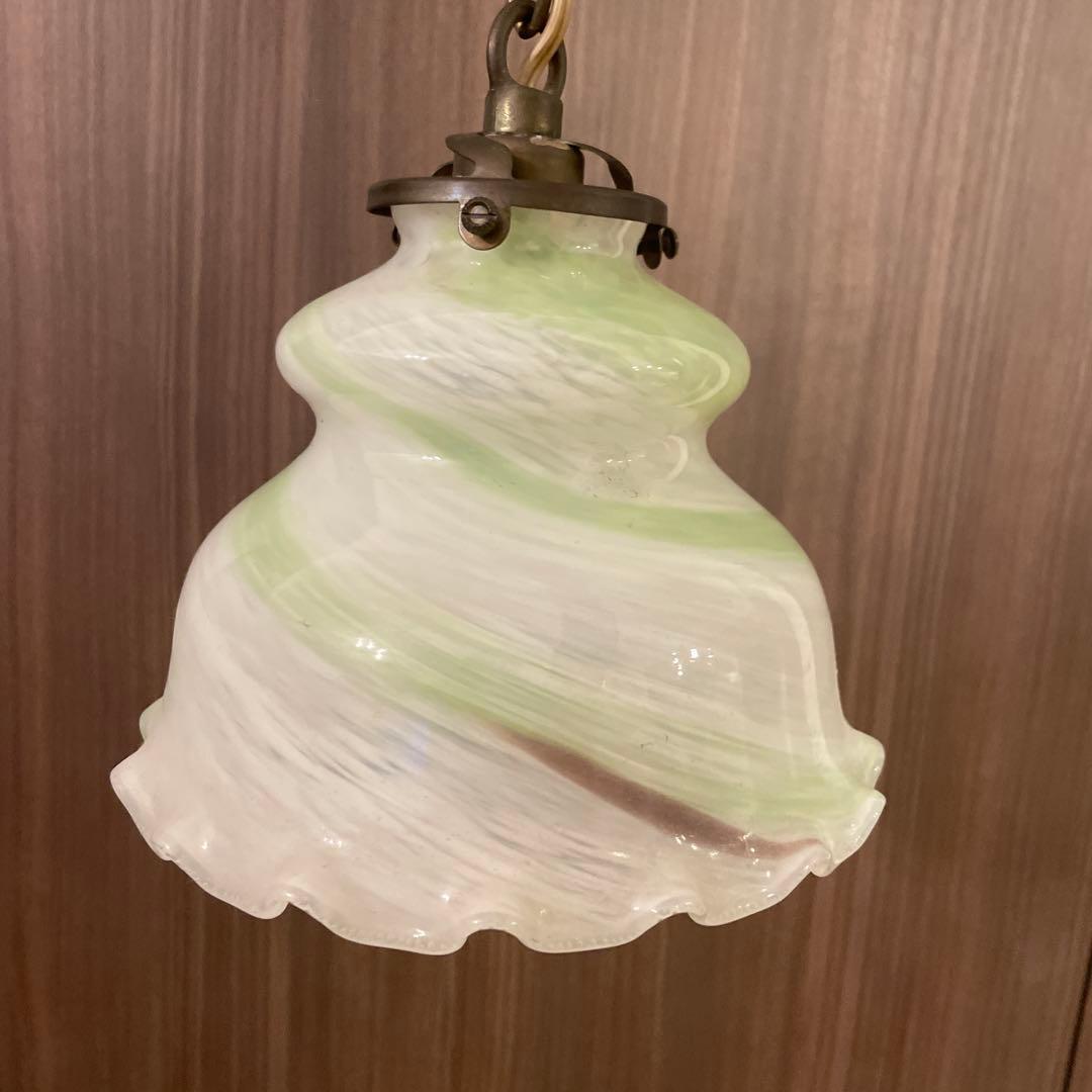 ガラス製ペンダントライト 白緑