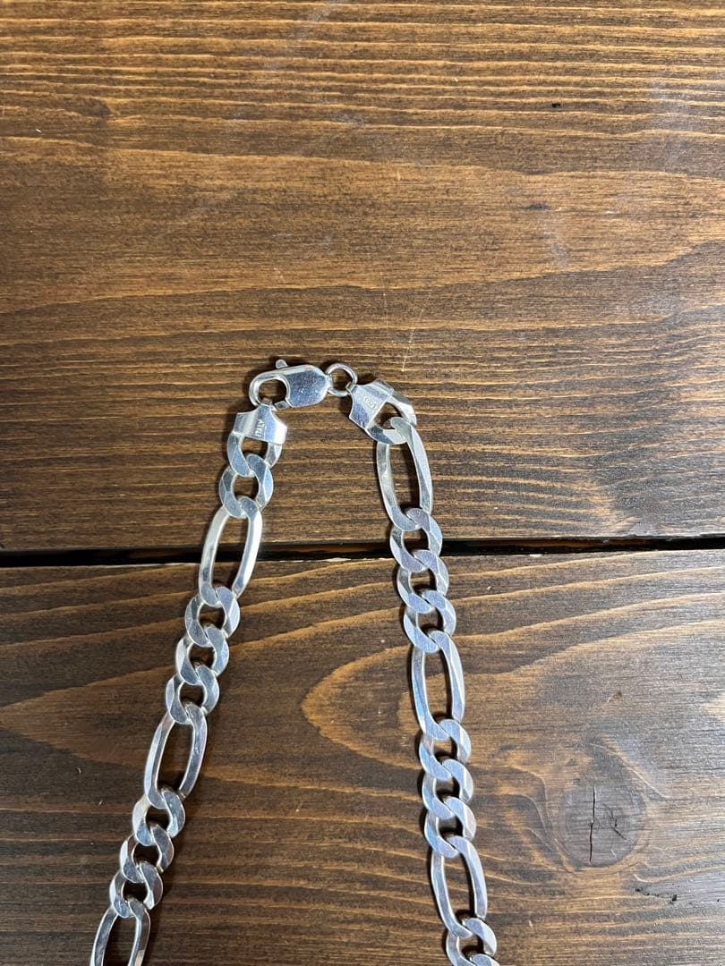 【最終値下げ】スターリングシルバーフィガロチェーン　50cm 10mm