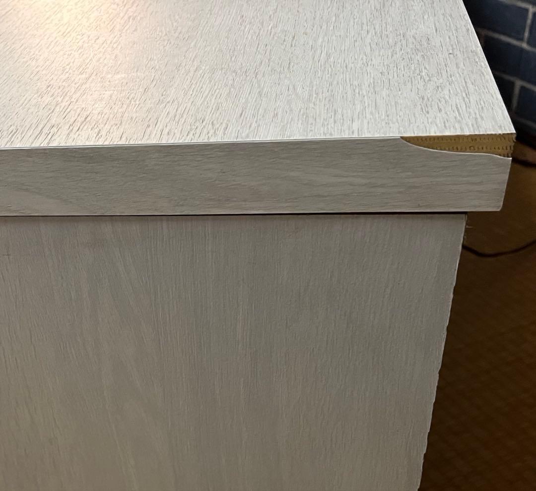 ①机 在宅勤務 省スペース ローテーブル pcデスク 木目シート貼り 引出し2段