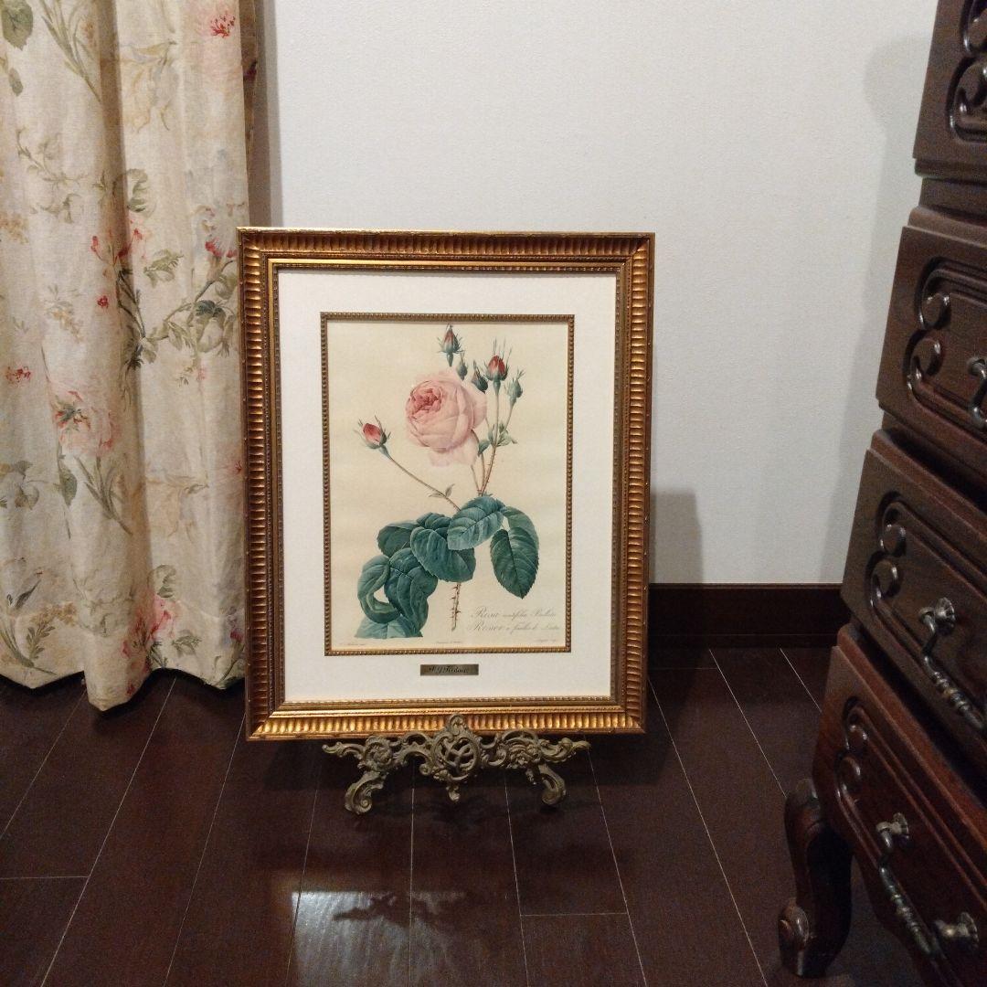 ② ルドゥーテ 絵額 レ ローズ バラ図譜 フォリオ判 ゴールドフレーム 額絵