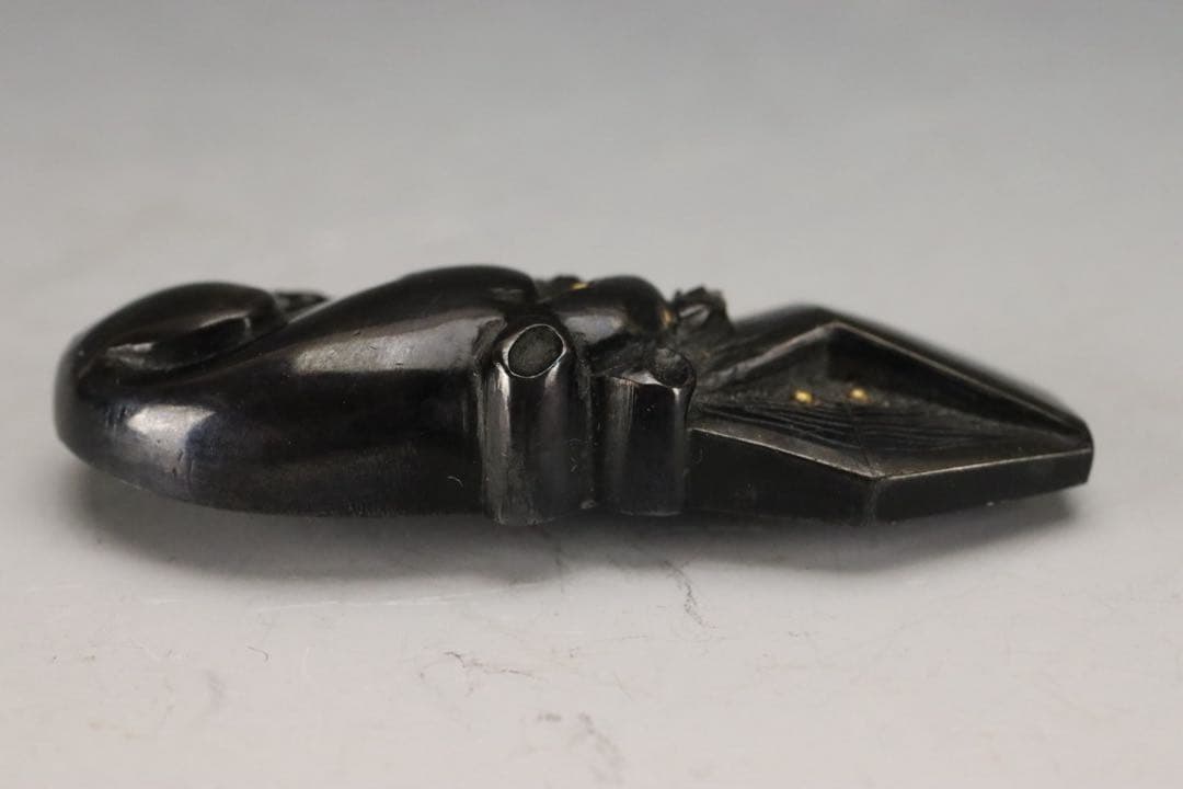 時代刀装具 無銘 京金工 桝に鼠図目貫 赤銅地 容彫 金色絵 保存刀装具鑑定書