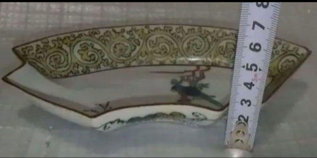 九谷焼 古九谷 二重角福 扇型 九谷焼 大皿 10枚セット