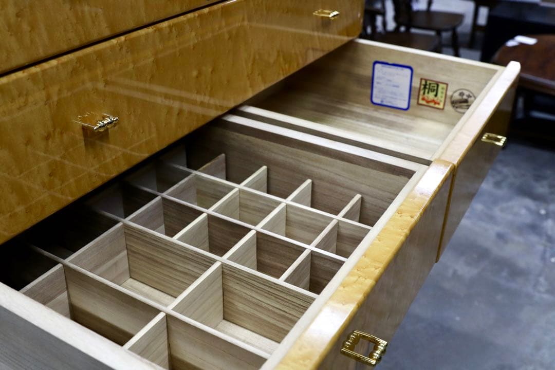 GMIK491○府中家具 最高級 整理箪笥 引出し収納家具 バーズアイメープ