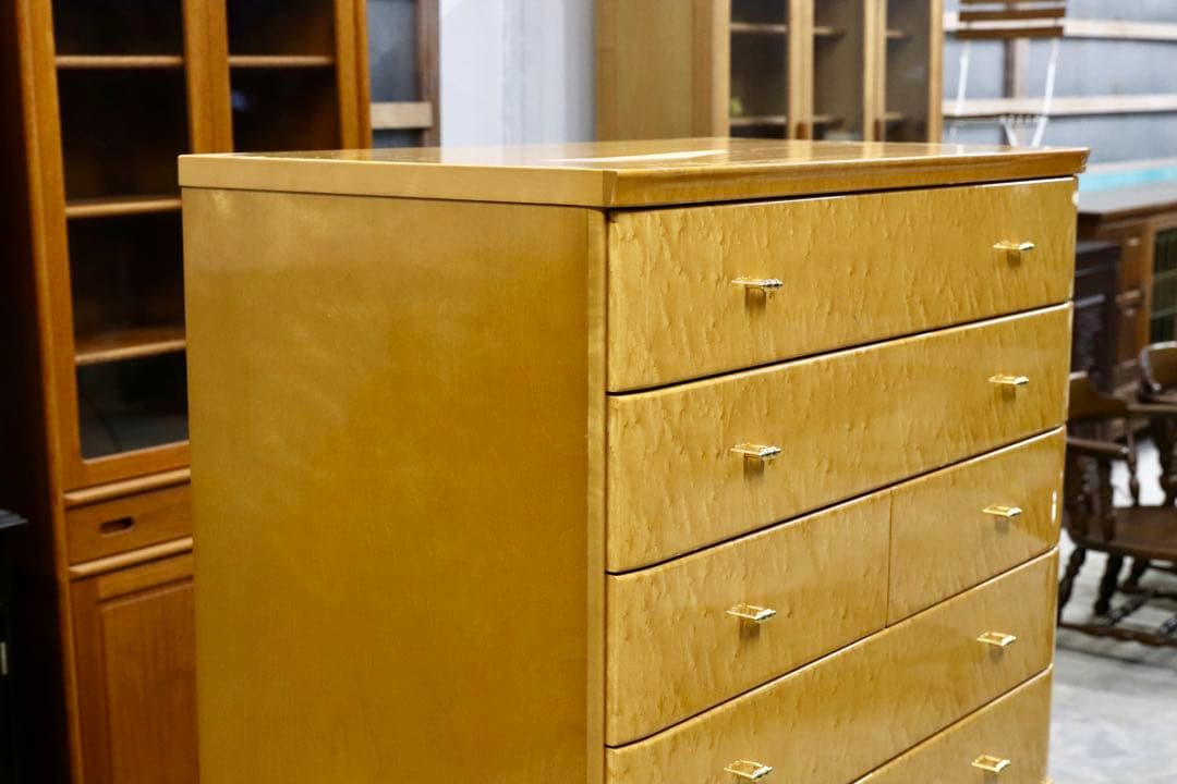 GMIK491○府中家具 最高級 整理箪笥 引出し収納家具 バーズアイメープ