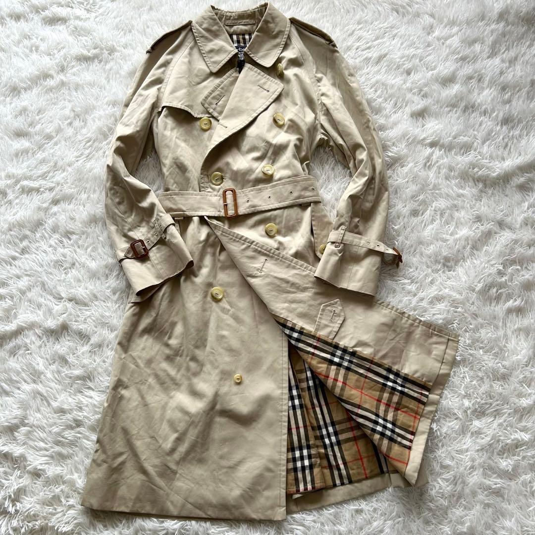 バーバリー　トレンチコート　ノバチェック ロング丈　ベルト完備　ベージュ　L