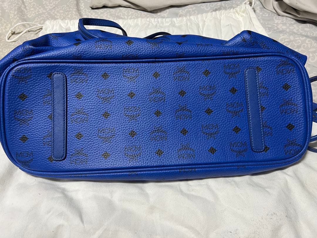 MCM 青 レザートートバッグ ポーチ付き