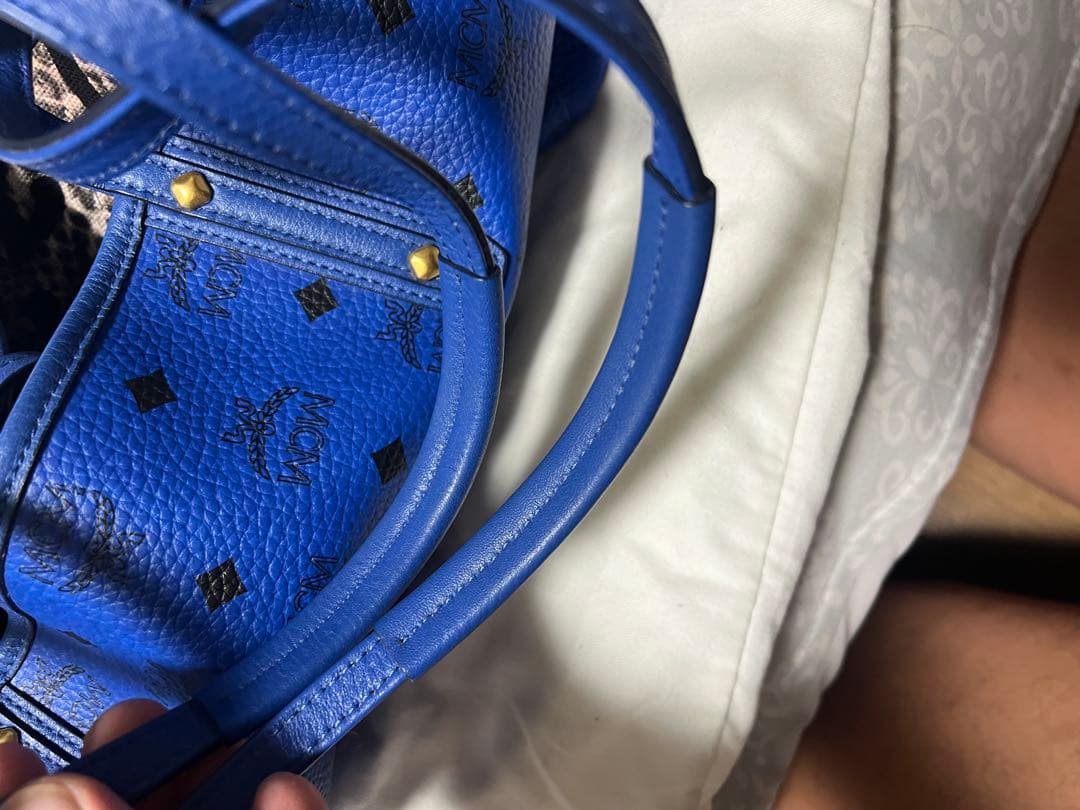 MCM 青 レザートートバッグ ポーチ付き