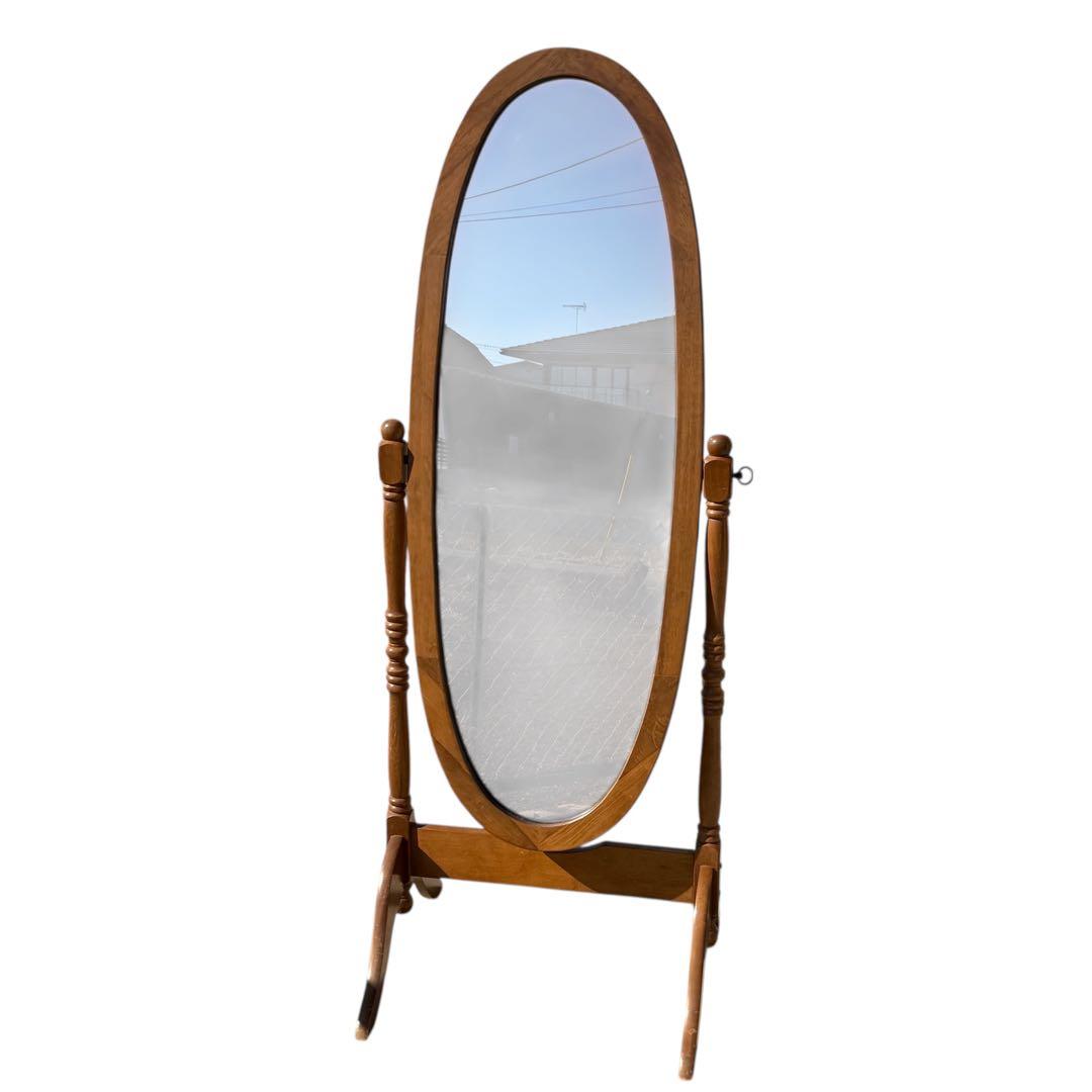 送料込み　お洒落　オーバル型スタンドミラー　インスタ映え　アンティーク