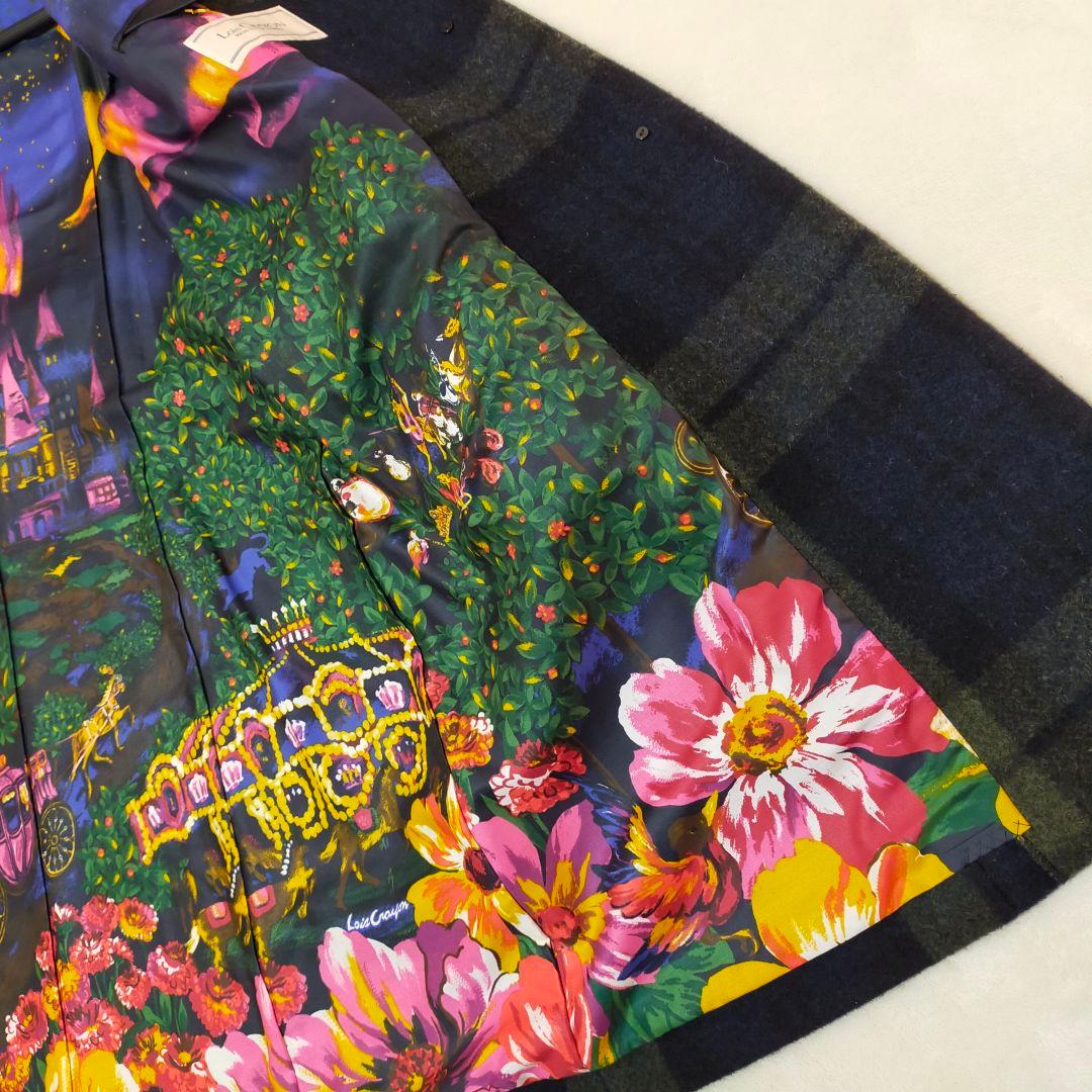 美品　Lois CRAYON　チェック柄　裏地総柄　ロングコート