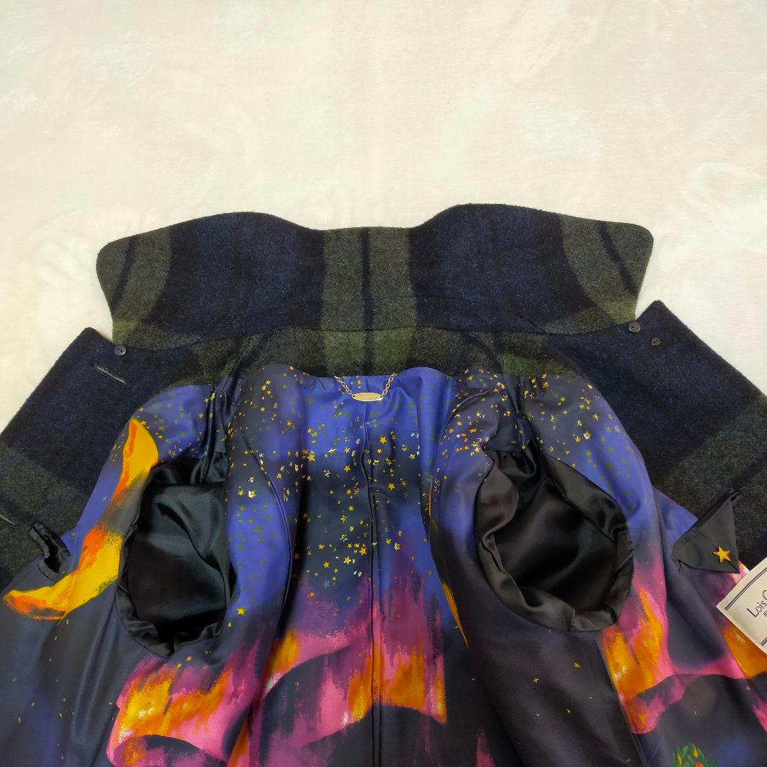 美品　Lois CRAYON　チェック柄　裏地総柄　ロングコート
