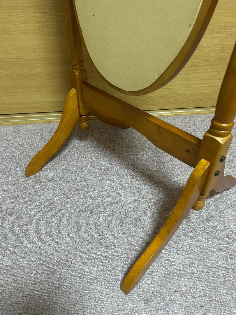 アンティーク　クラシック　オーバル型　木製　姿見　全身鏡　スタンドミラー