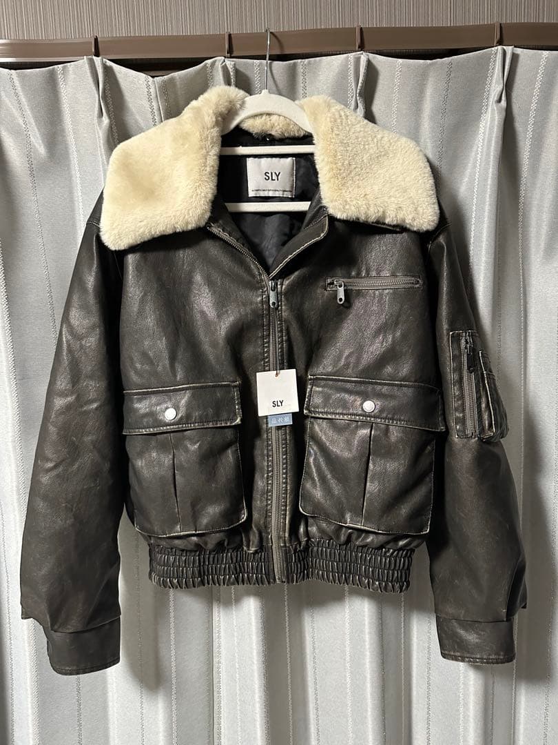 SLY VINTAGE F／LEATHER S／ブルゾン　BLACK／新品未使用