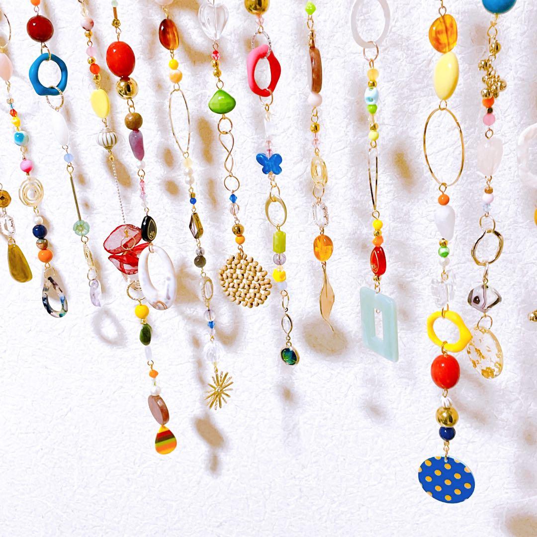 ビーズのれん♡ビーズカーテン　レトロ　ビーズインテリア　カフェカーテン