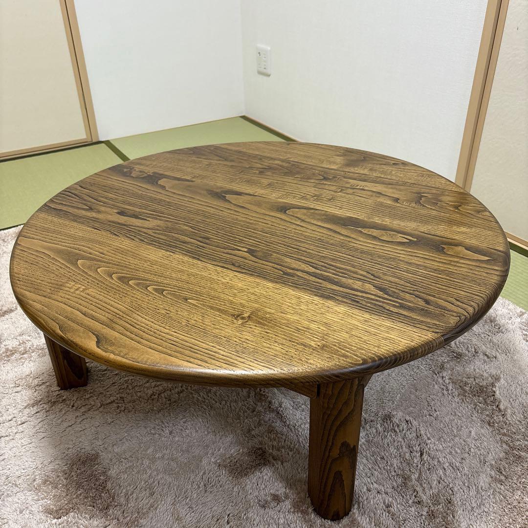 家具工房 芽生 ちゃぶ台 クリ 無垢材 太鼓脚