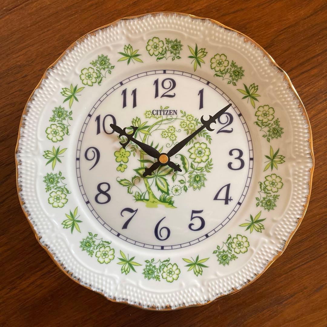 ⚫︎メンテ済み品⚫︎ ヴィンテージ レトロ シチズン 陶器クロック 掛け時計　皿