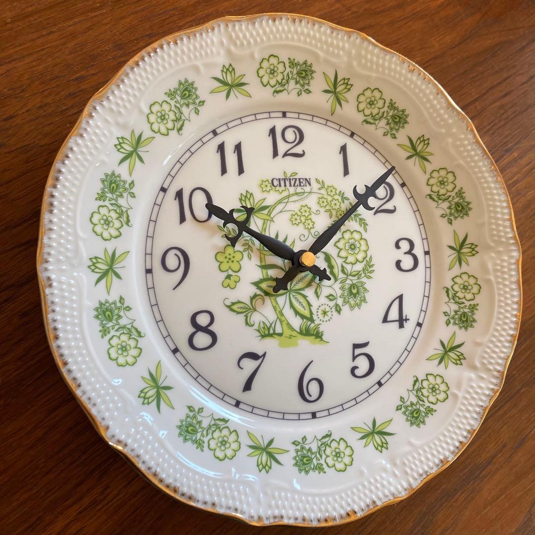 ⚫︎メンテ済み品⚫︎ ヴィンテージ レトロ シチズン 陶器クロック 掛け時計　皿