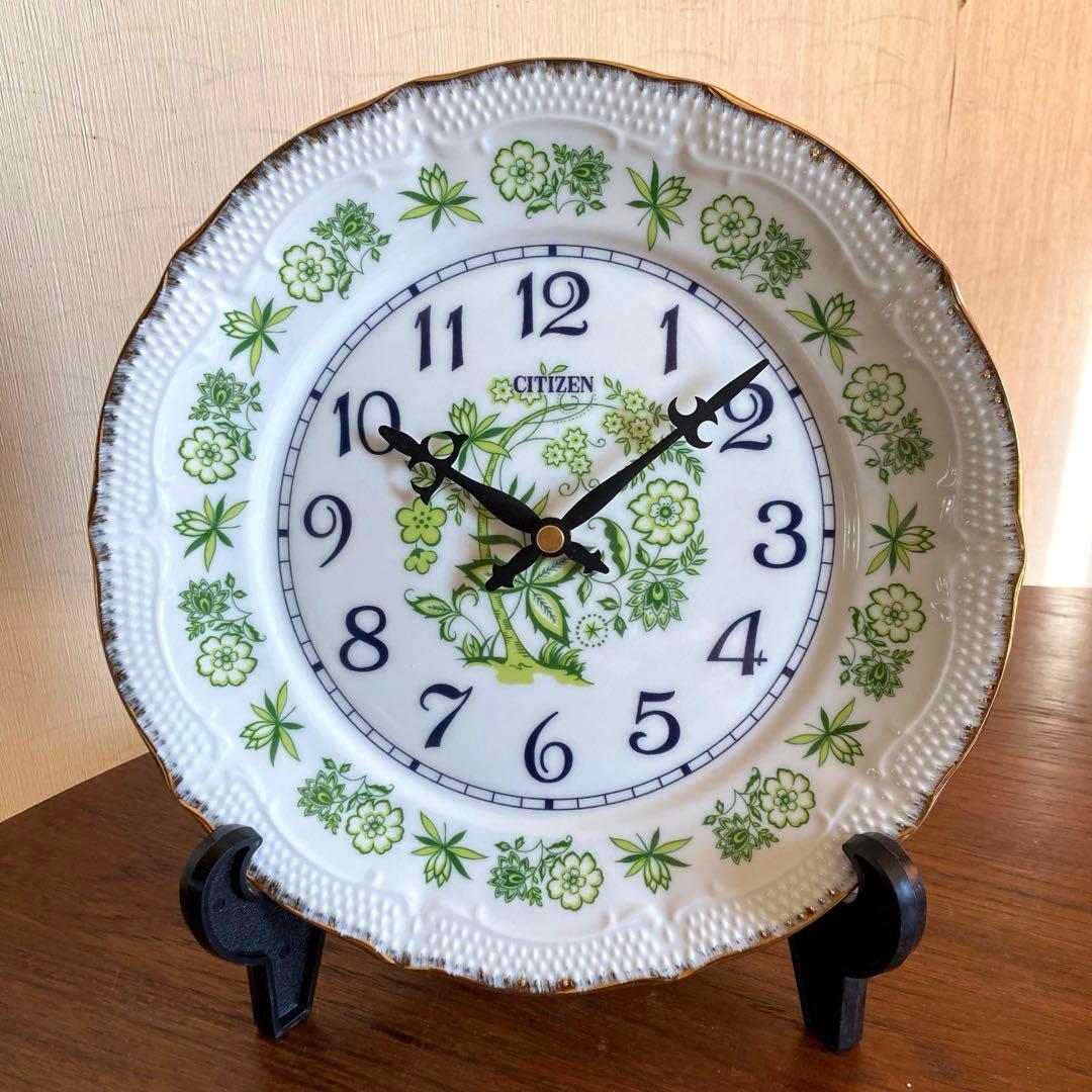 ⚫︎メンテ済み品⚫︎ ヴィンテージ レトロ シチズン 陶器クロック 掛け時計　皿