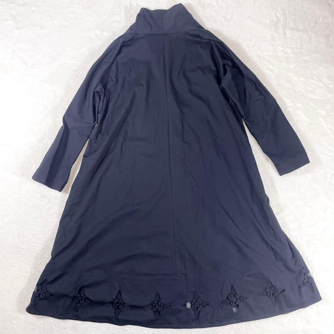 トクコ TOKUKO 1er VOL Aラインコート 黒 星モチーフ 伸縮性