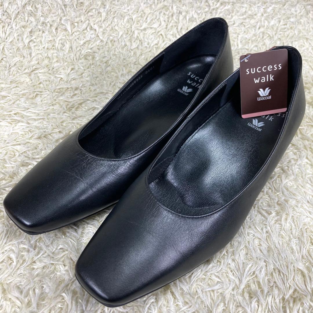 『未使用、タグ付き』サクセスウォーク パンプス ブラック スクエアトゥ 冠婚葬祭