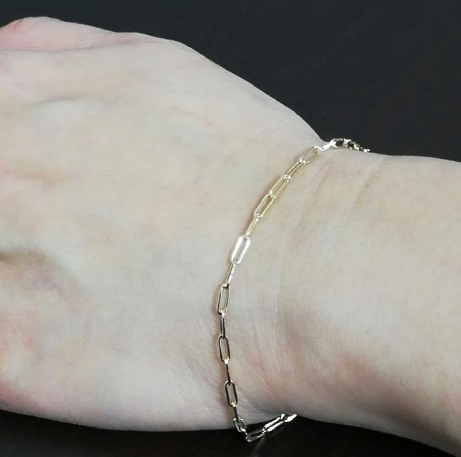 【最安値】K18 18金 18l YG ペーパークリップ ブレスレット 20cm