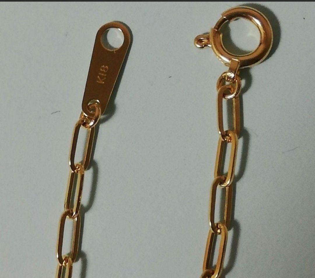 【最安値】K18 18金 18l YG ペーパークリップ ブレスレット 20cm