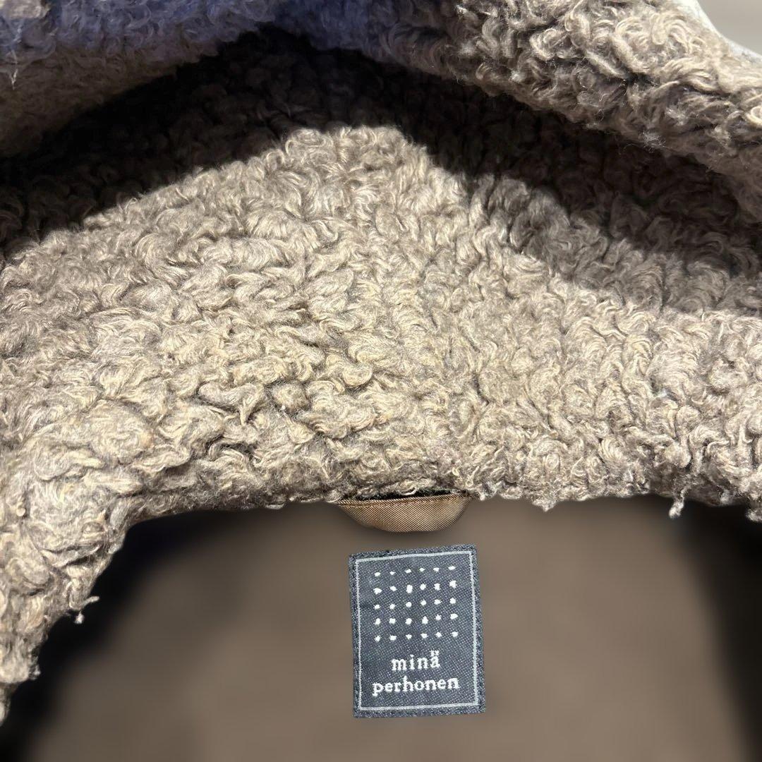 ミナペルホネン　ダークブラウン ダッフルコート フード付き