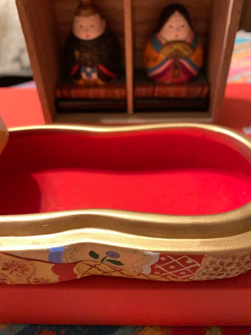 廃盤品 須原陶磁工房 須はら飾り 犬筥 雛人形セット 若義雛 古い雛人形 雛祭り