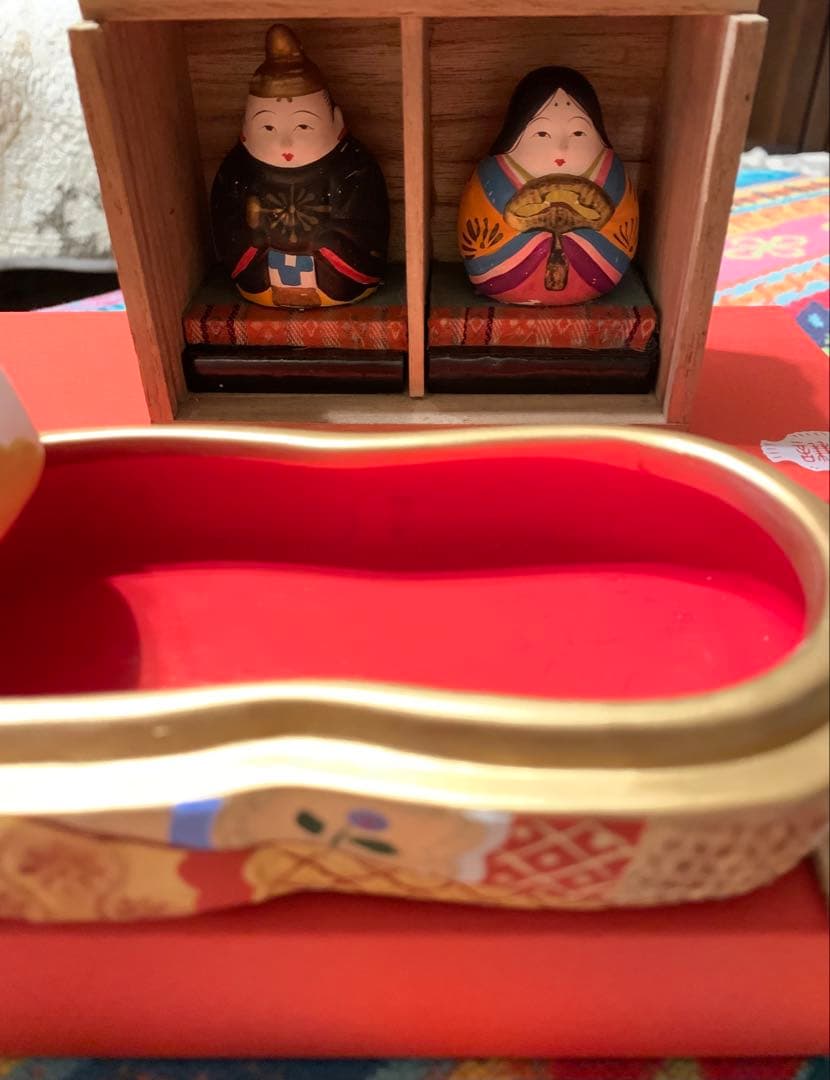 廃盤品 須原陶磁工房 須はら飾り 犬筥 雛人形セット 若義雛 古い雛人形 雛祭り