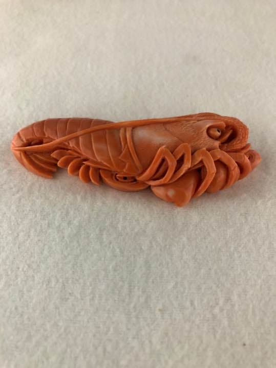 桃珊瑚彫刻-海老 297KN