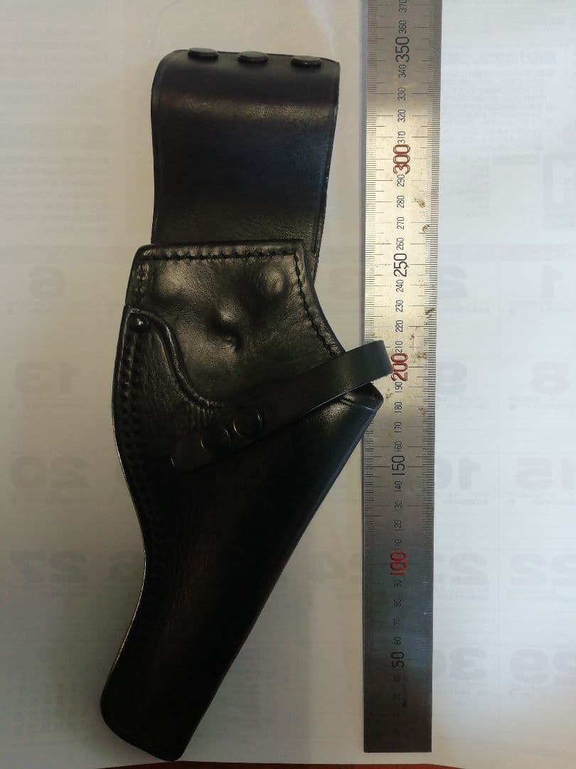 ブラックレザー 右利き用ホルスター　個人装備品　株和宏製造