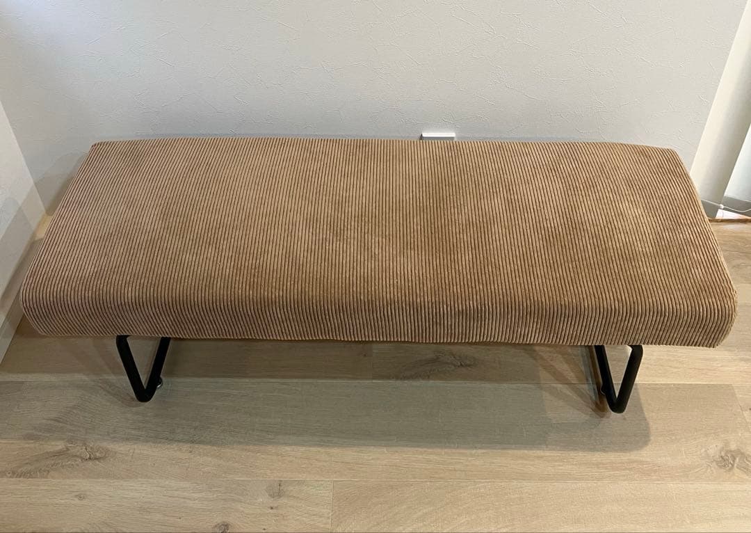 【のびたわ】コーデュロイ ベンチ ベージュ 家具　椅子 ベンチソファ