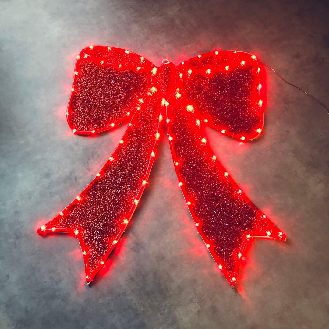 ★Christmas 屋外可　LEDストローチューブライト　モチーフリボン　大★