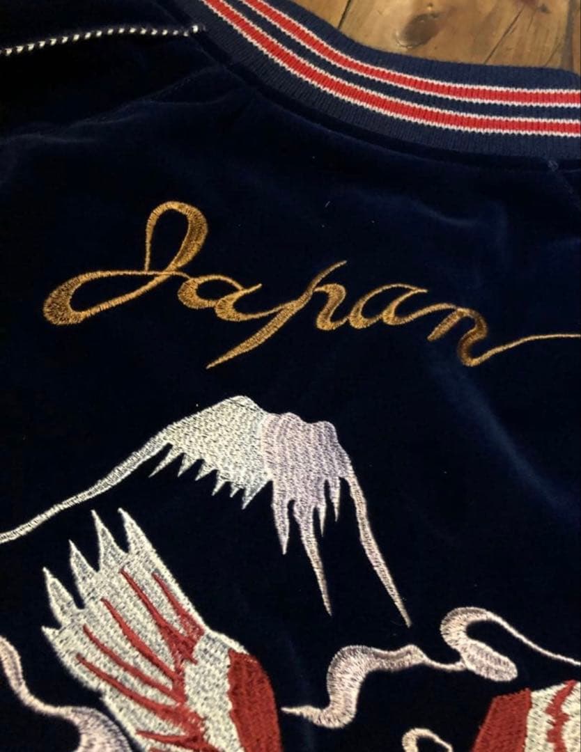 刺繍入りHouston ベロアスカジャン ネイビー