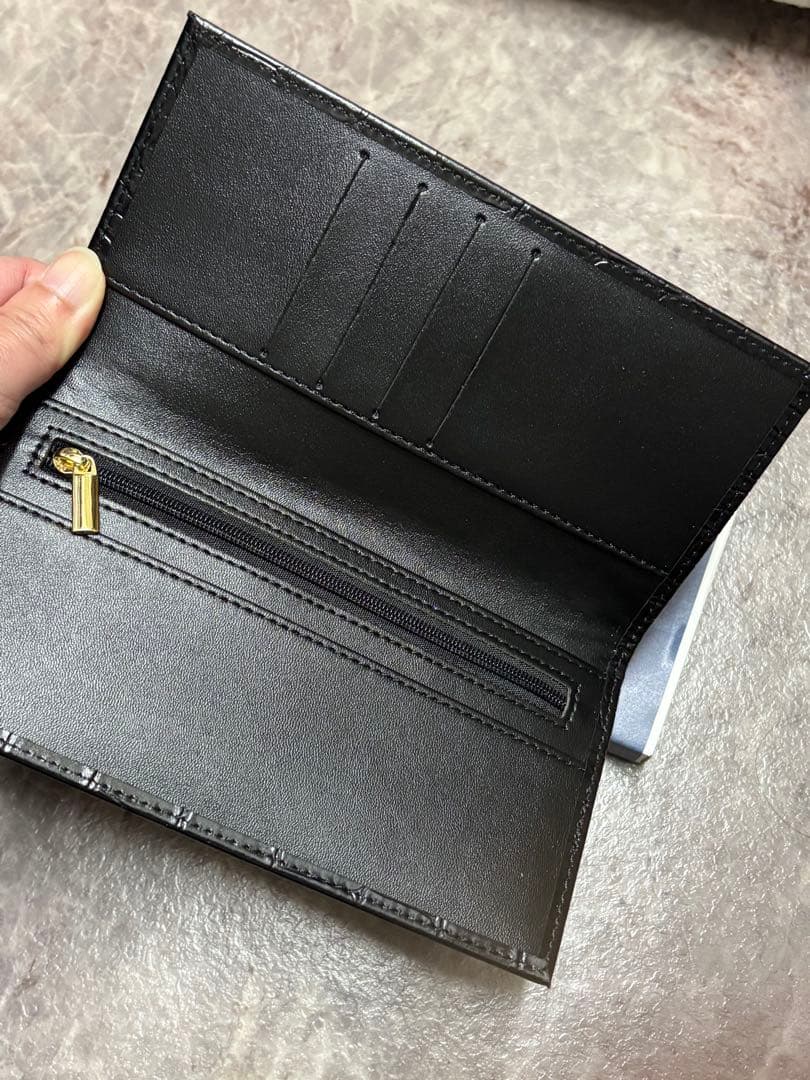 瀬*樹様 最終価格　新品　皇居　クロコダイル　型押し　長財布　ブラック　菊の御紋