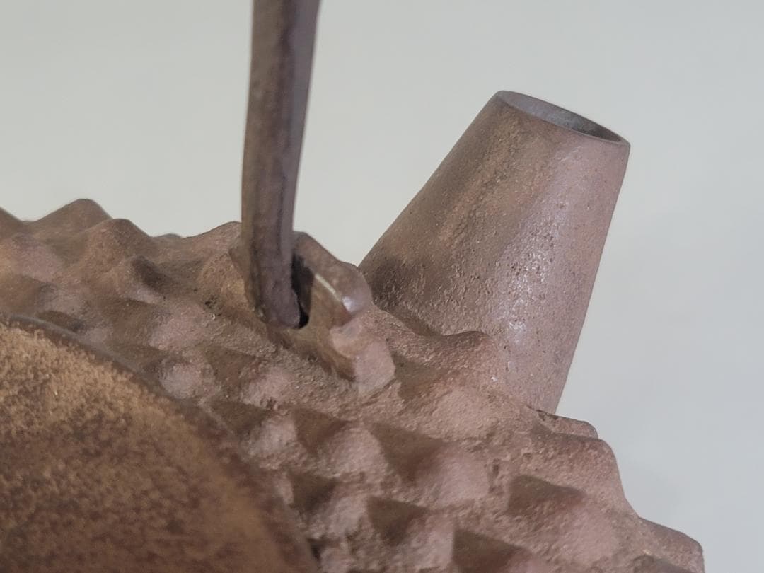 茶道具 鬼霰 手取釜 鉄砲口 鉄瓶 釜師 角谷莎村 共箱