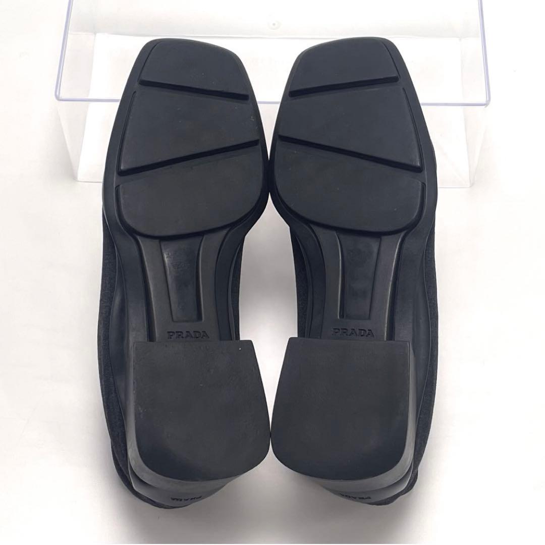 PRADA プラダ スクエアトゥ パンプス ファブリック スリッポン 24cm