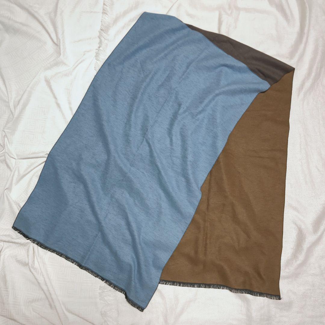 マッキントッシュMACKINTOSHシルク100%プレーンストールマフラー紺茶