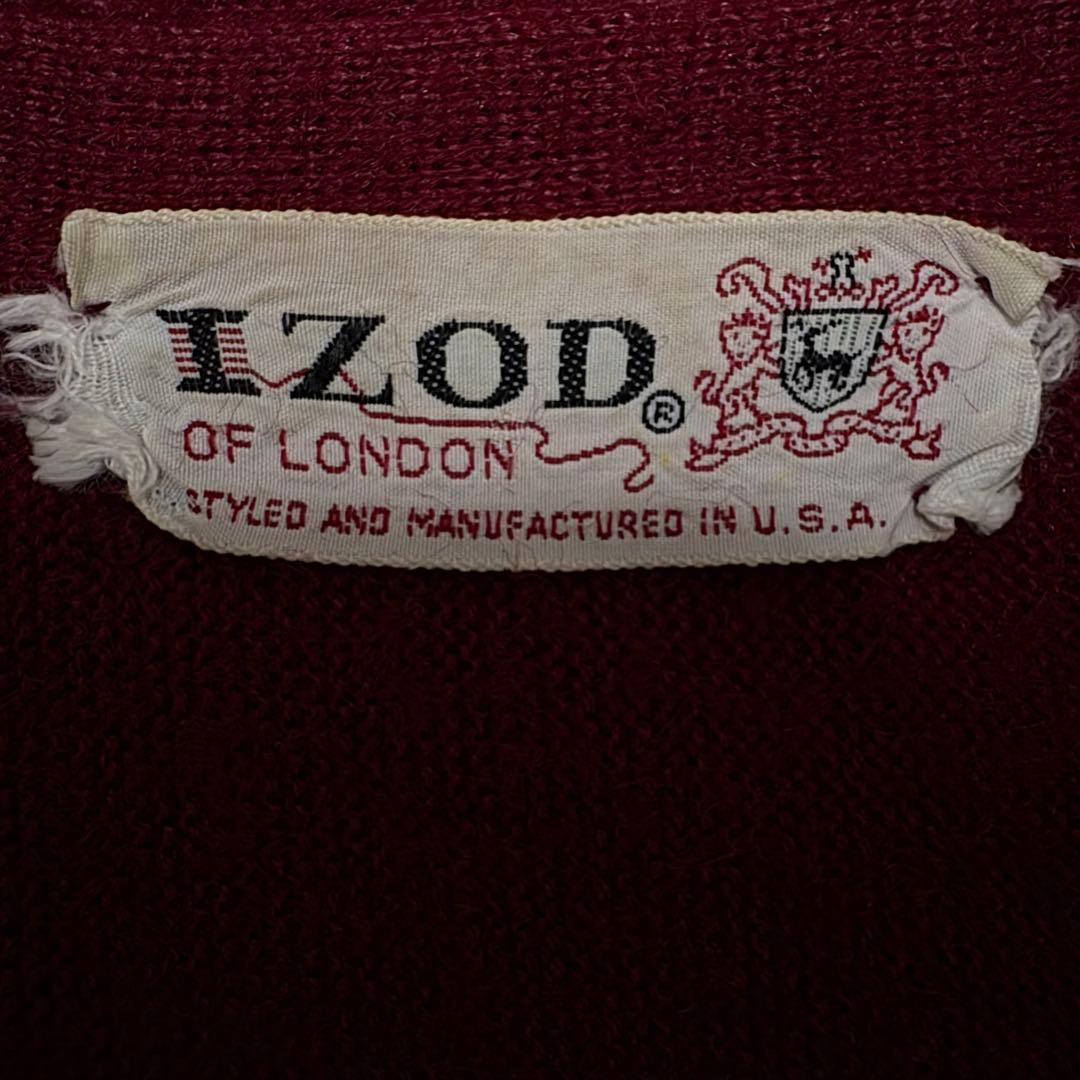 【70s】美品 IZOD of LONDON 青ワニ カーディガンXL USA製