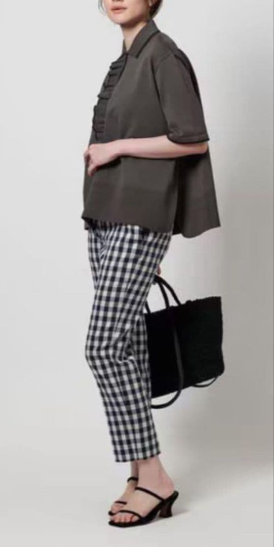UNITED ARROWS ミニマルフリルシャツ 55SL グレー