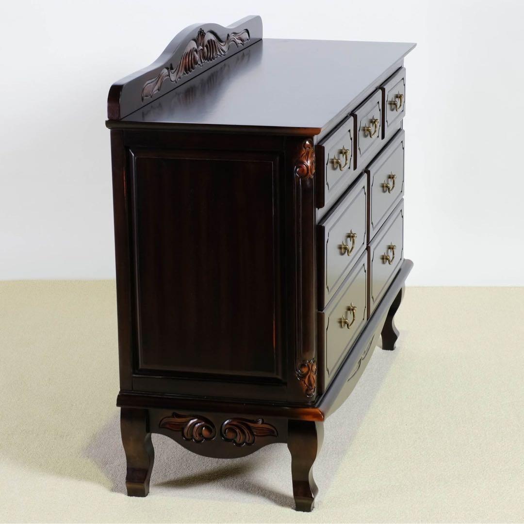 F 新品 アンティーク調 チェスト 110cm タンス リビング収納 衣類収納