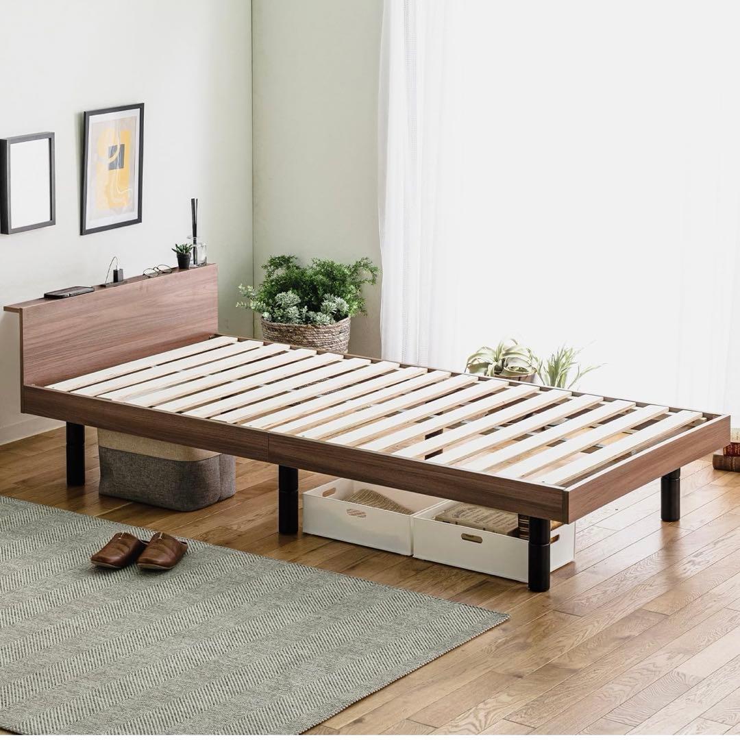 セミダブル ベッドフレーム Major In Life ナチュラル色　ブラウン