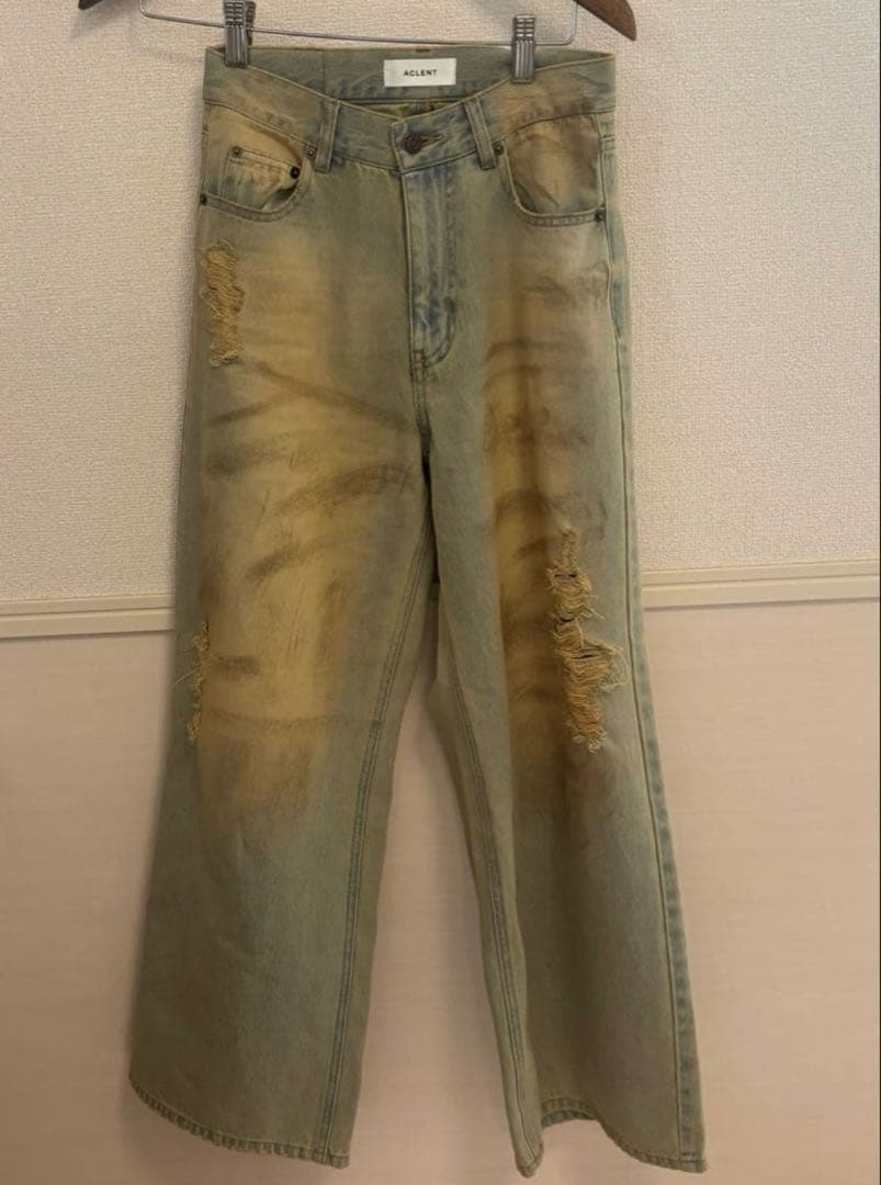 アクレント ダーティクラッシュJ/Wルーズデニムパンツ