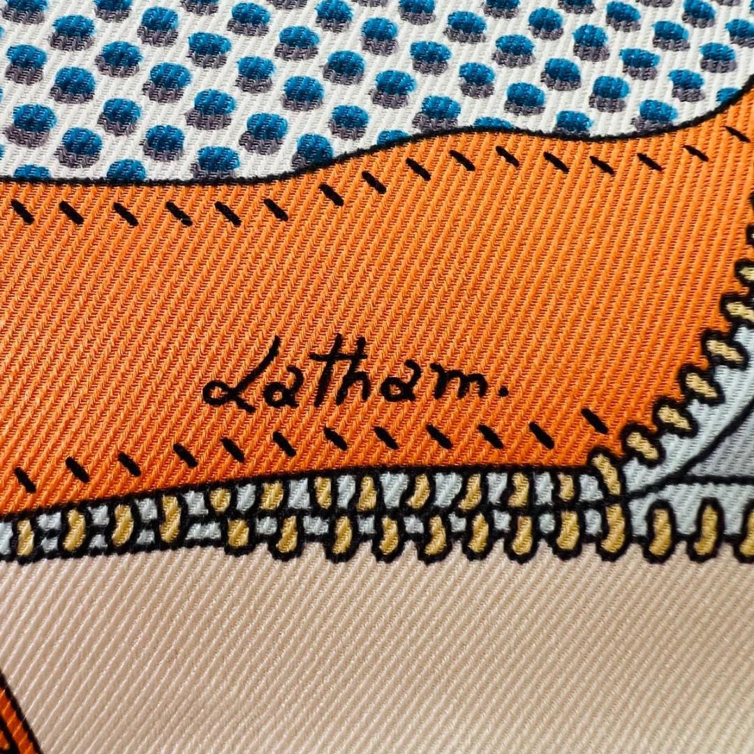 HERMES エルメス 自動車の快適　カレ65　スカーフ オレンジ系 シルク