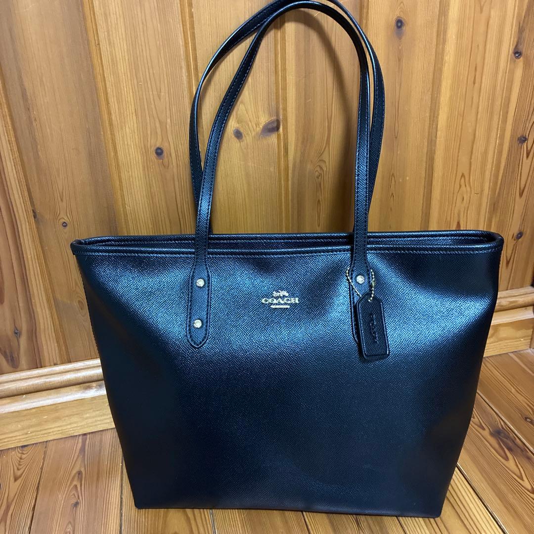 コーチ オールブラックトートバッグ　保存袋付き