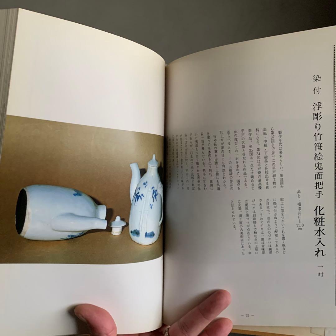 平戸焼 染付 浮彫り 幕末 鬼面把手 化粧水入 図録掲載品同型 酒器 水注